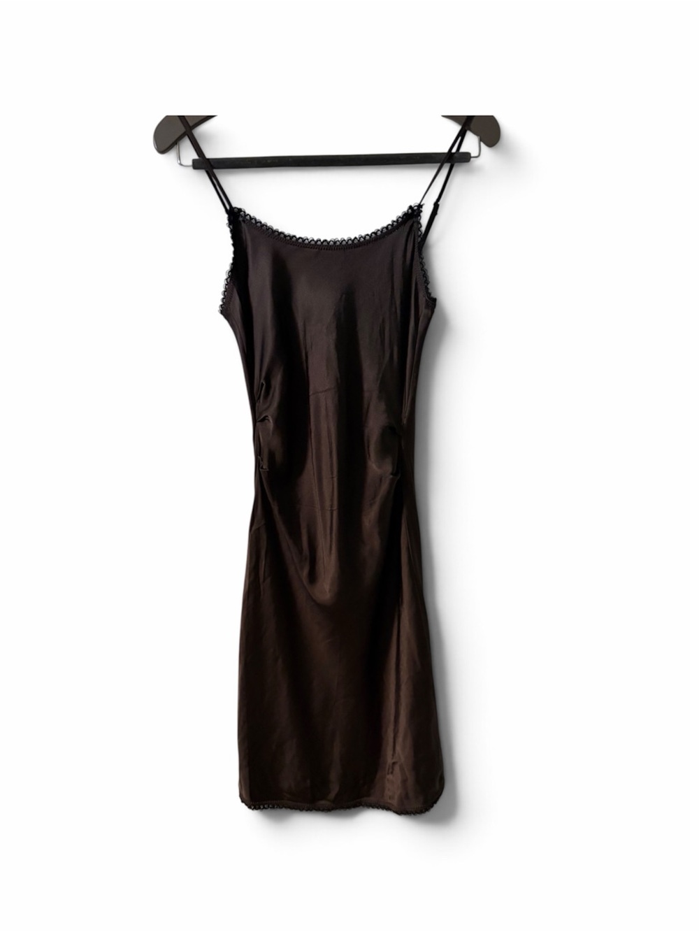 Zara Black Satin Slip Mini Dress